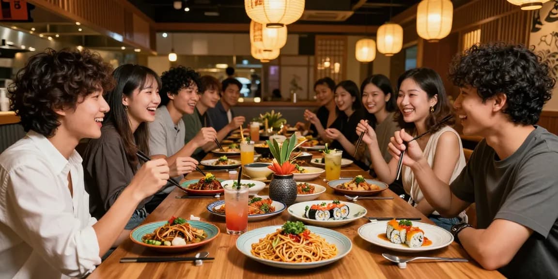 Enjoying delightful Asian fusion cuisine at Red88 restaurant with vibrant dishes and a lively atmosphere.