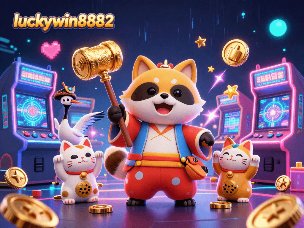 Experience the excitement of luckywin8882 casino gaming with cheerful characters and vibrant elements.