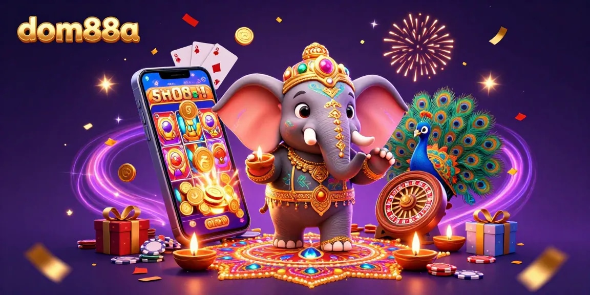 Experience dynamic gaming action with dom88a featuring colorful slots and festive characters.