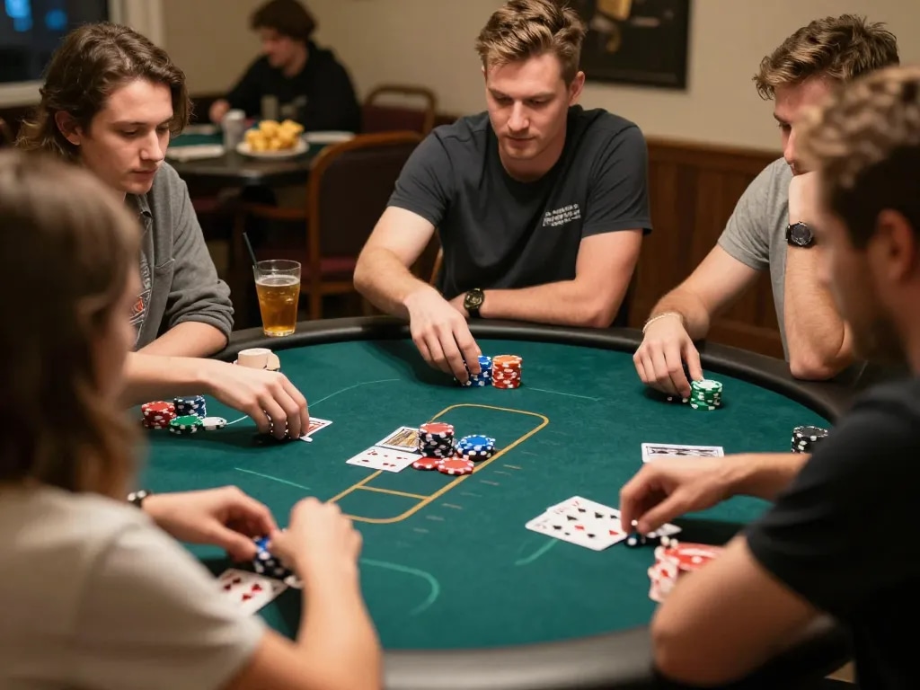 Players enjoying an intense game of poker at home, capturing the excitement of rik vip gaming.