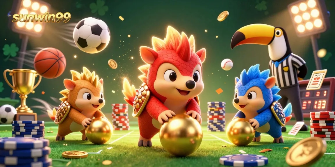 Engage in thrilling sports action with sunwin99, as pangolins bowl through poker chips.