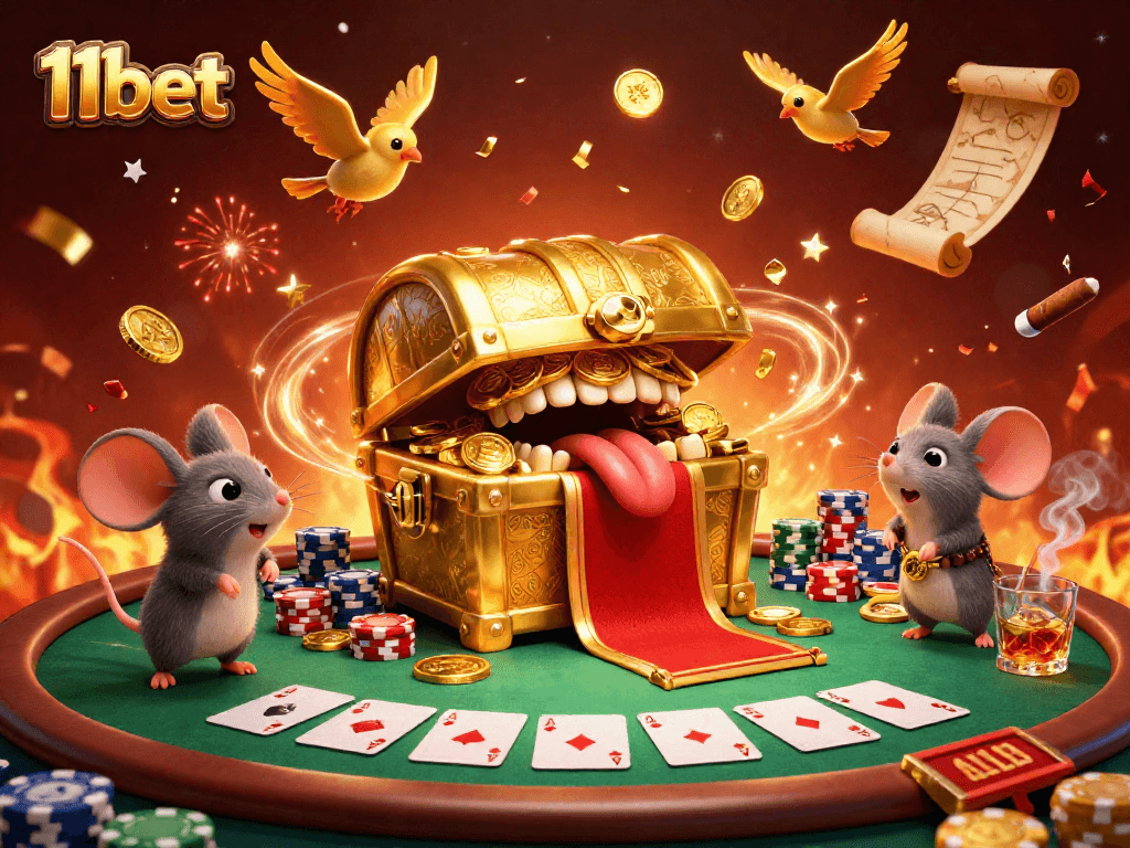 Engage in thrilling gameplay at 11bet with vibrant 3D casino elements and lively characters.