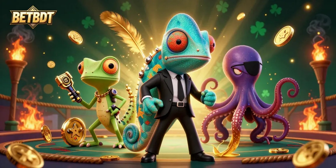 Bet on excitement with BETBDT in a vibrant 3D casino scene featuring thrilling characters and rich game elements.