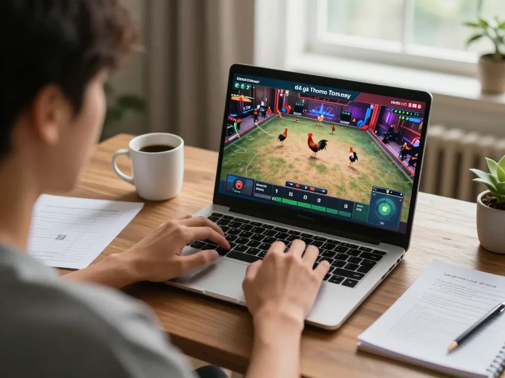 Bộ thiết lập chơi game hấp dẫn streaming đá gà Thomo hôm nay từ nhà với video trực tiếp trên màn hình.