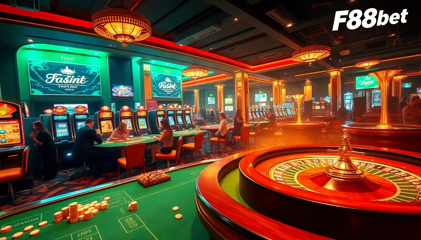Experience the thrill of online gambling at F88bet with vibrant tables and exciting slot machines.