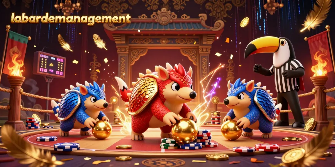 Engage in thrilling slot games with labardemanagement as rival pangolins roll through golden poker chips.