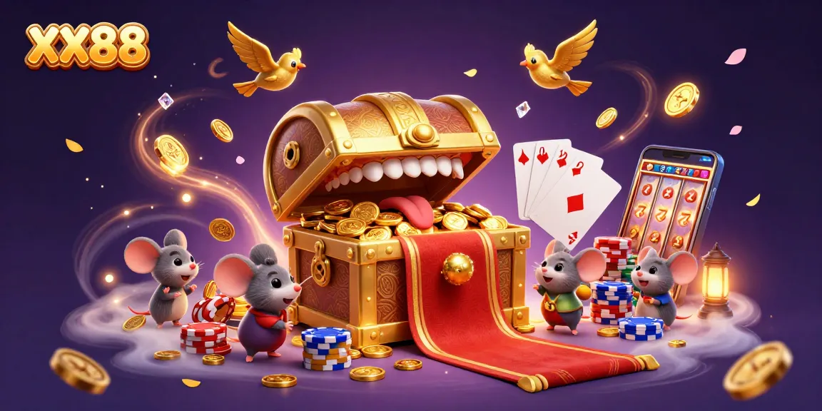 Experience thrilling gameplay at XX88 with golden treasures and dynamic casino elements.