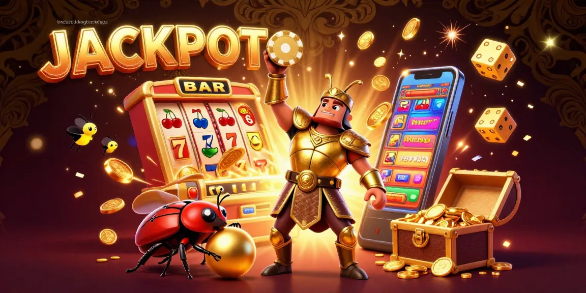 Win big with bestweddingbackdrops as the hercules beetle celebrates a jackpot amidst a vibrant casino scene.