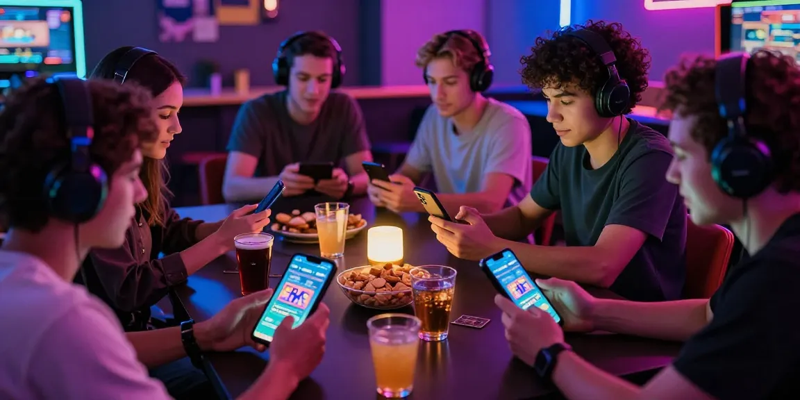 Social gaming night with players enjoying the 789 club app in a vibrant neon atmosphere.