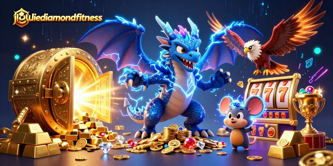 Play big with juliediamondfitness in this vibrant casino-themed illustration featuring rich slot animations.