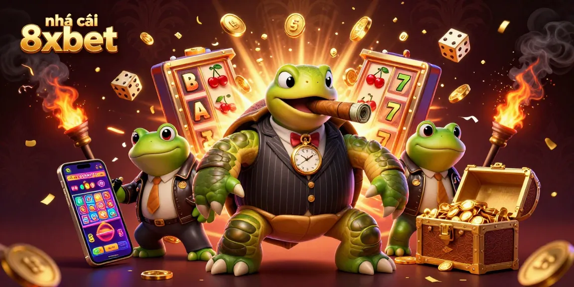 Play exciting games and win big at nhà cái 8xbet, featuring casino-themed 3D illustration.