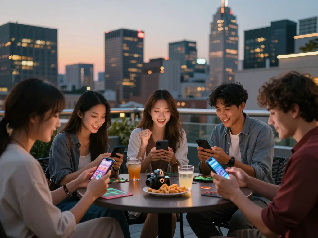 LV88 mobile sports betting moment on an urban rooftop with friends celebrating wins
