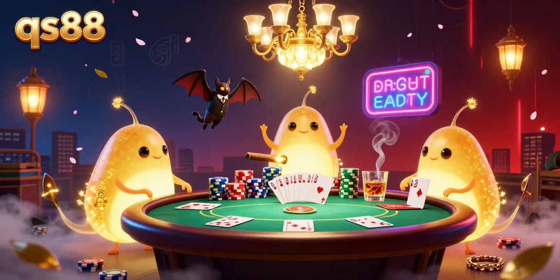 Experience the vibrant QS88 casino atmosphere as glowworms and a bat dealer bring it to life.
