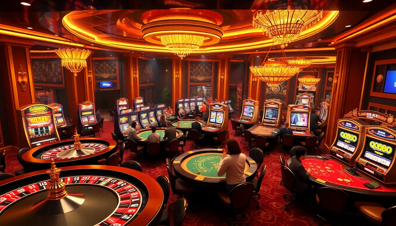 Engaged players enjoying games at the luxurious qh88 online casino.