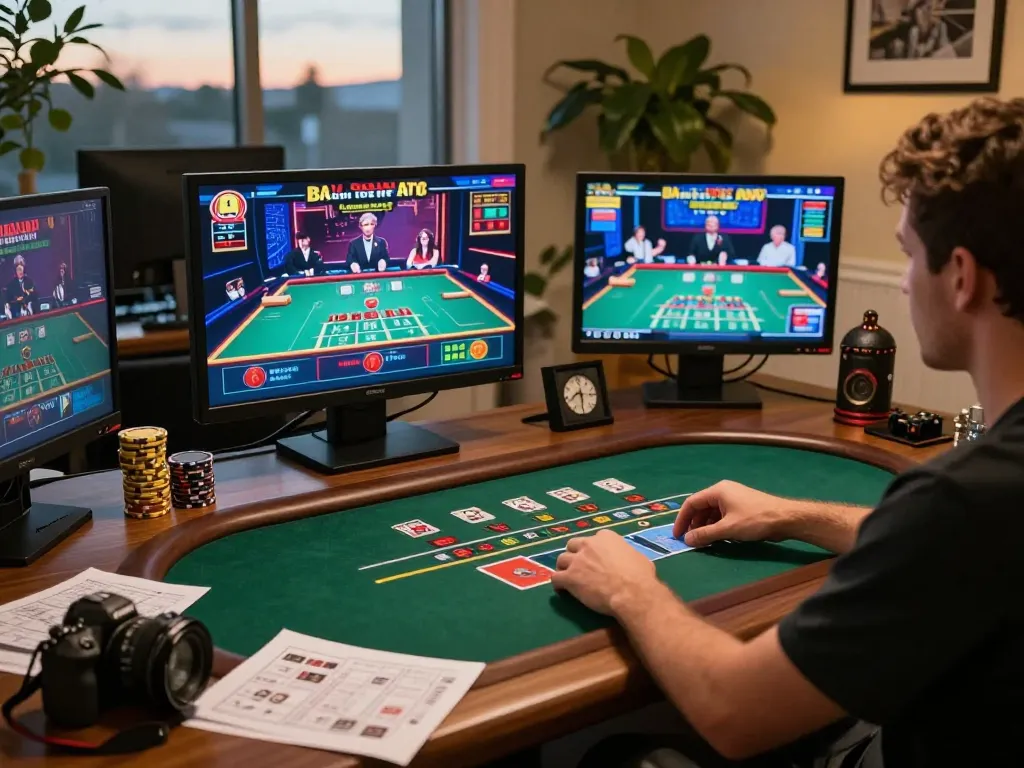 SV368 player enjoying a live dealer blackjack game on a modern gaming setup.