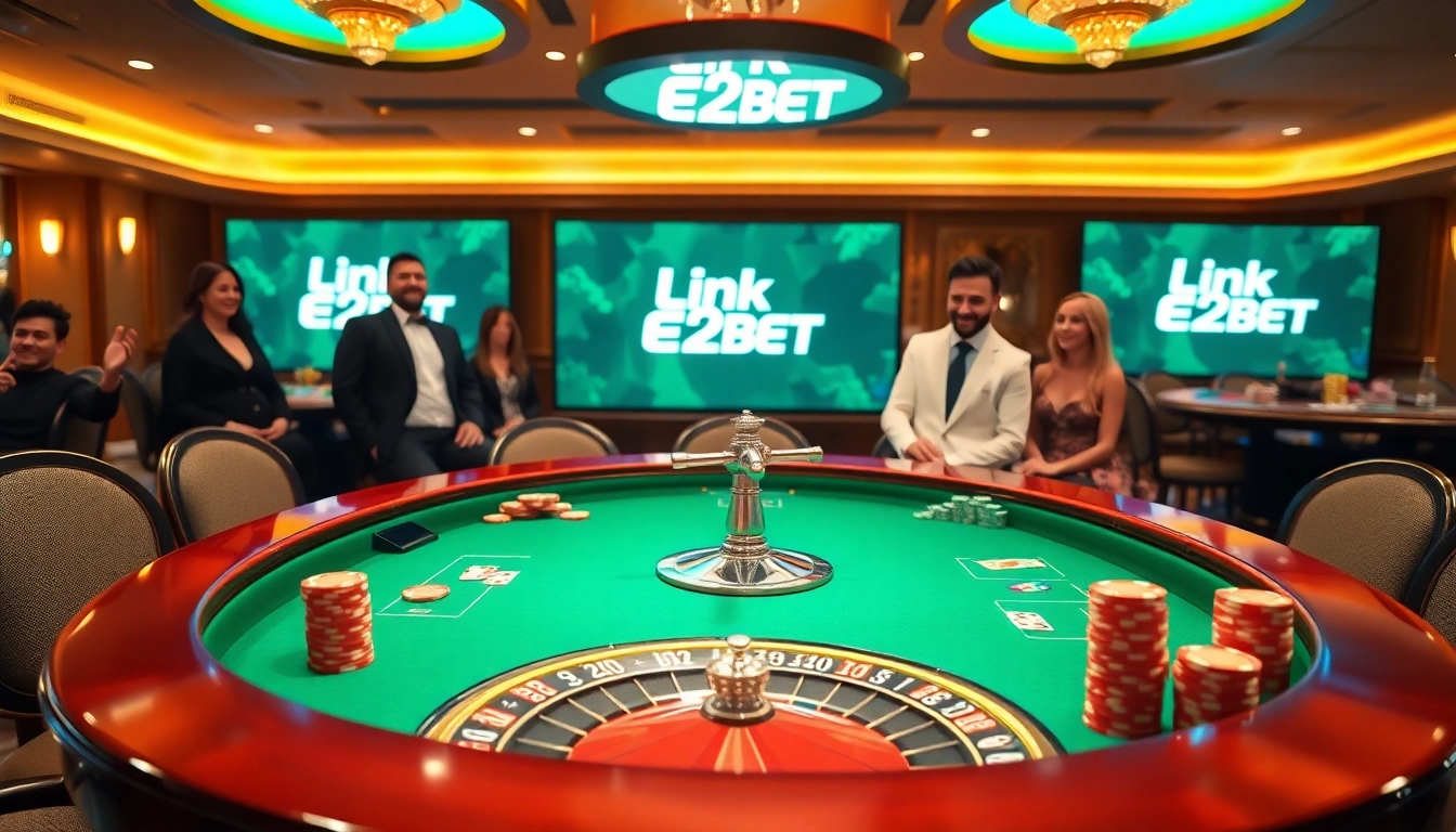 Experience thrilling casino action with Link E2BET at a luxurious gaming table filled with excitement.