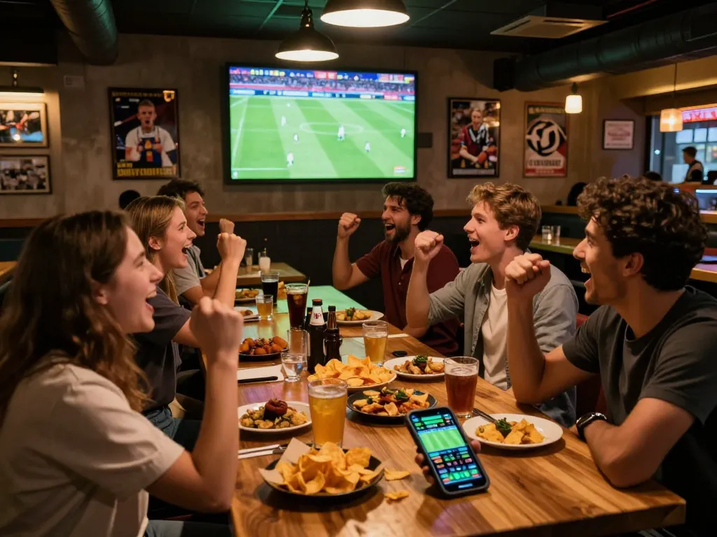 Fans placing bets while watching a game live at soikeo.com.mx sports bar