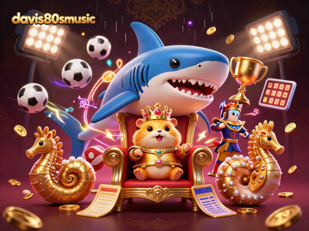 Engage in gaming fun with davis80smusic featuring a golden hamster king and dynamic sports elements.