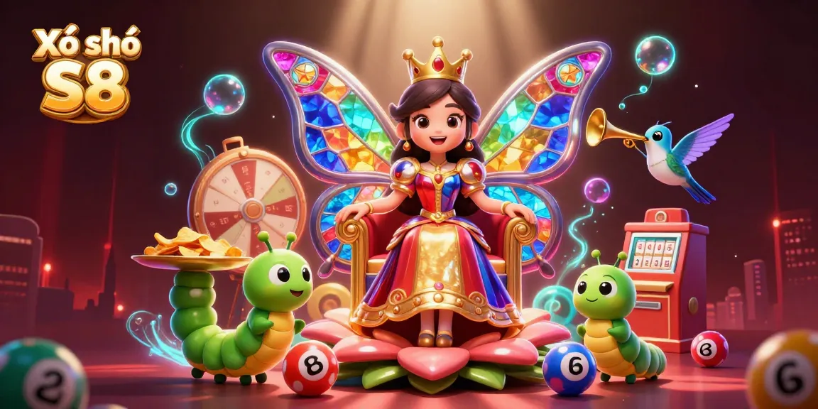 Experience the excitement of Xổ số S8 as characters play brightly colored lottery games with vibrant imagery.