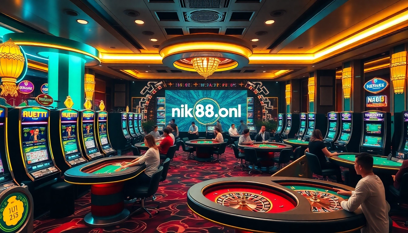Experience thrilling gameplay at https://nk88.onl/ with luxury casino elements and excited gamblers.