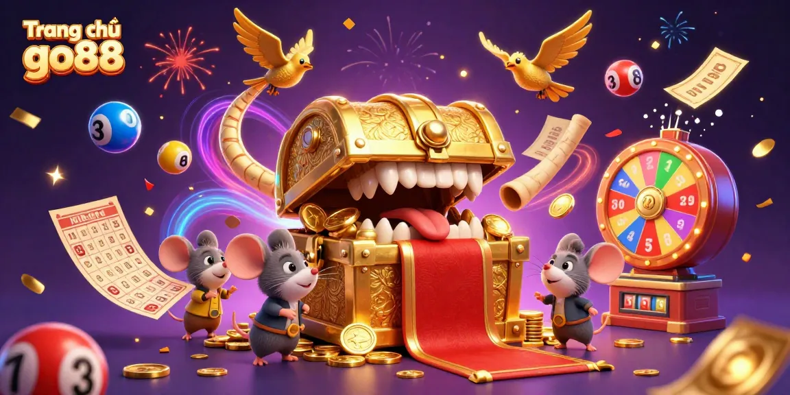 Engaging illustration of Trang chủ go88 featuring dynamic lottery elements and adventurous themes.