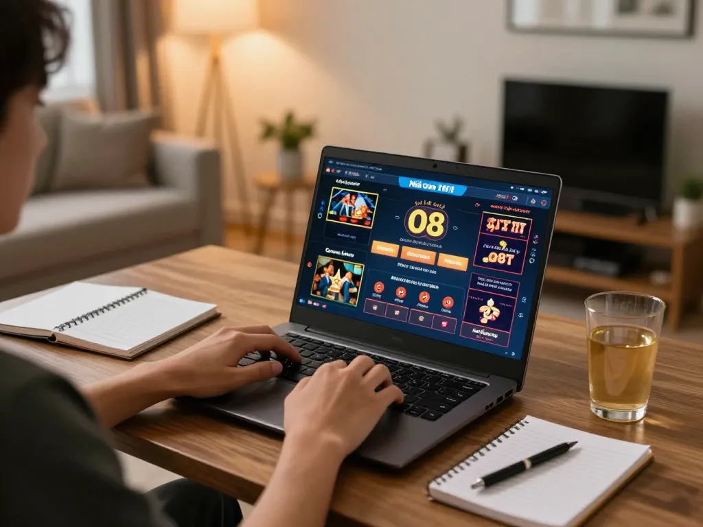 Navigating online casino games at Nhà cái O8 from a comfortable home setup