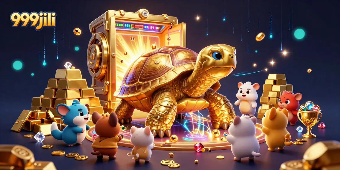 Play engaging games with 999jili in an illustration of a vibrant casino environment filled with excitement.