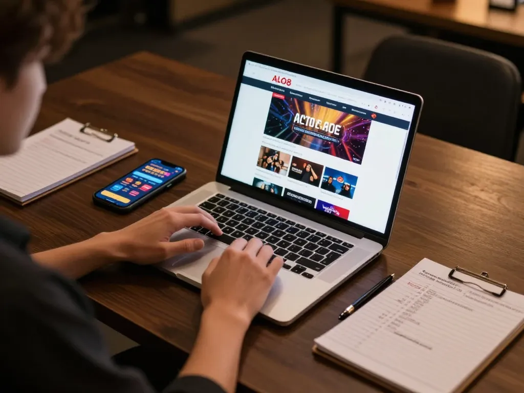 Engaging online gaming session at trang chủ alo8 with a user analyzing strategies on a laptop