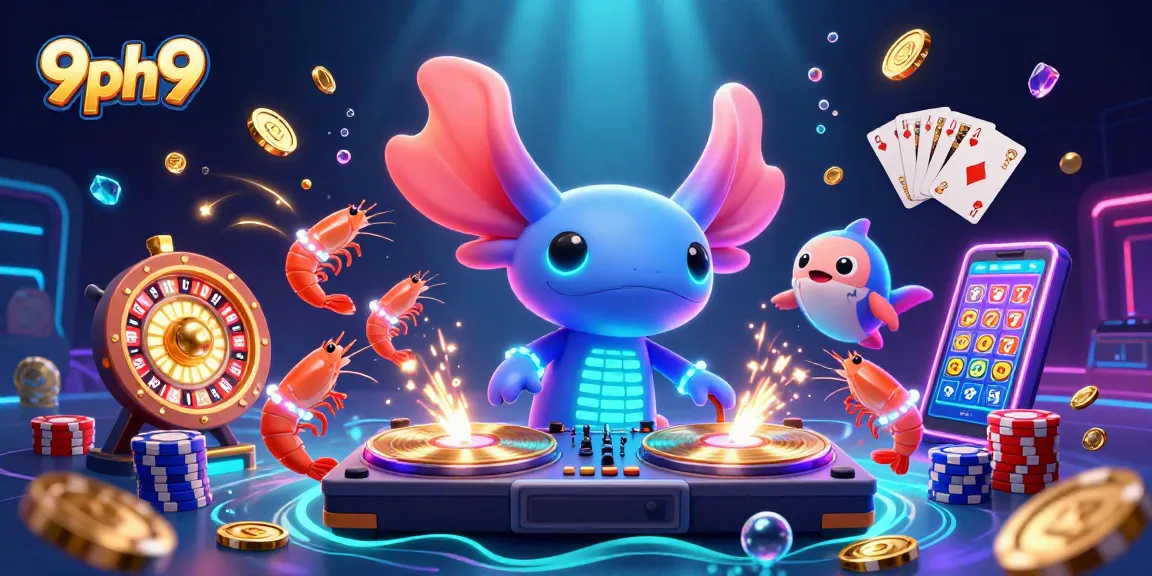 Spin to win with 9ph9's lively axolotl DJ leading the ultimate casino party!