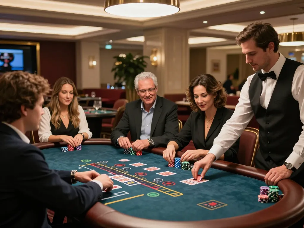 Players enjoying a thrilling blackjack game at MM88's luxurious casino venue