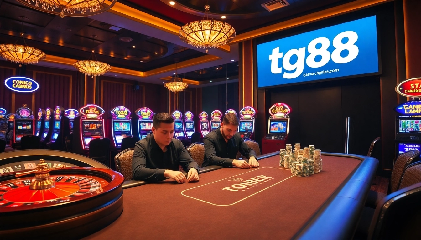 Experience high-stakes gambling at tg88 with vibrant poker tables and dynamic slot machines.