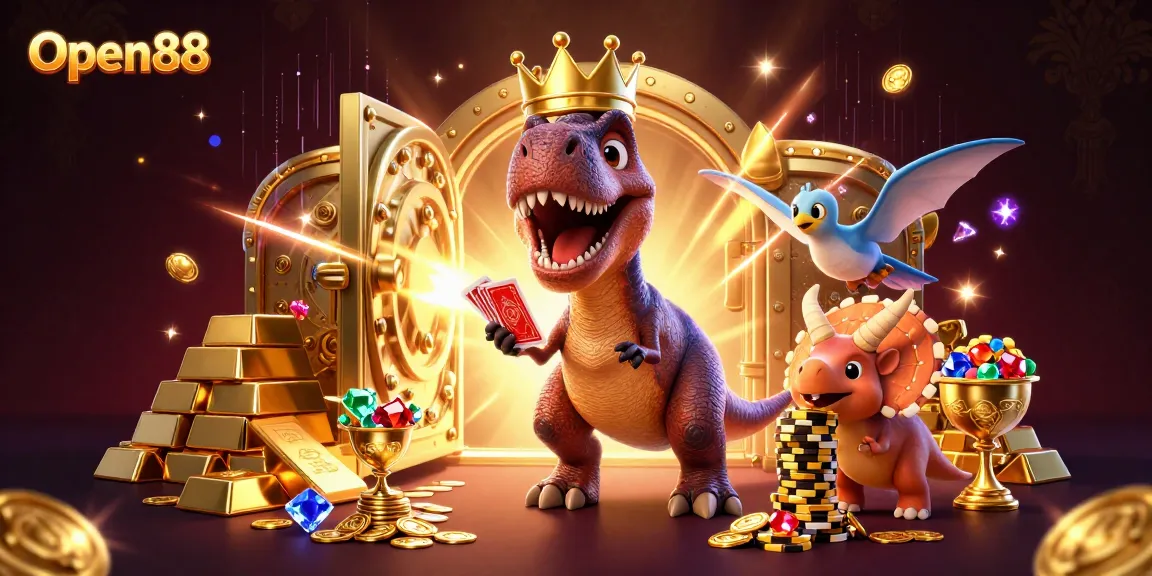 Open88 showcases exciting characters in a vibrant casino scene, revealing winning potential.