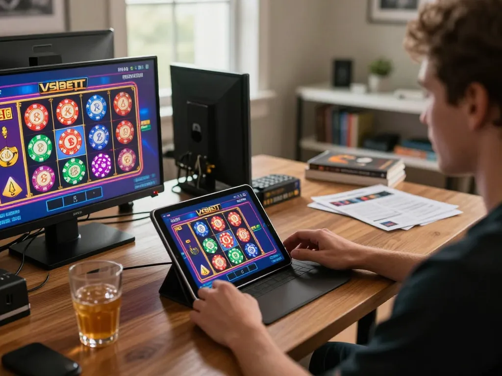Player engaging with the Vsbet online casino app, showcasing vibrant gameplay and strategic elements.