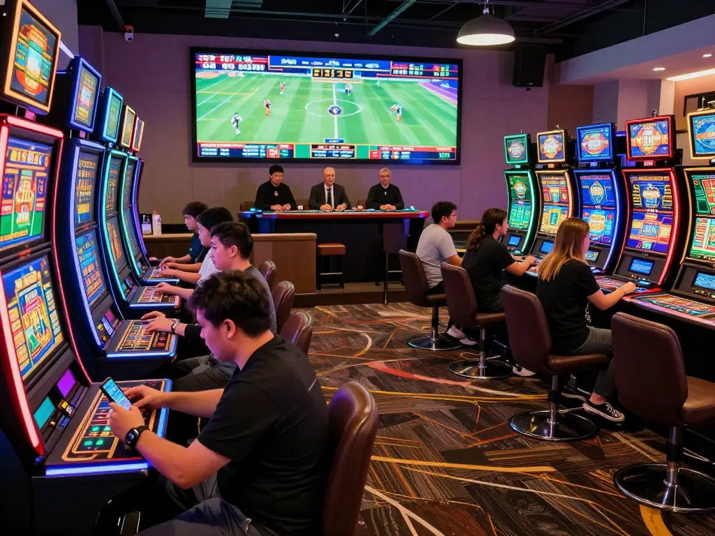 Engaged players exploring the link f168 in a vibrant online casino environment with diverse gaming options.