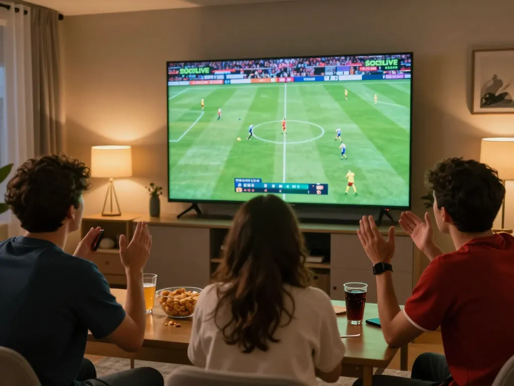 SOCOLIVE fans engaged in live sports betting while watching a thrilling match.