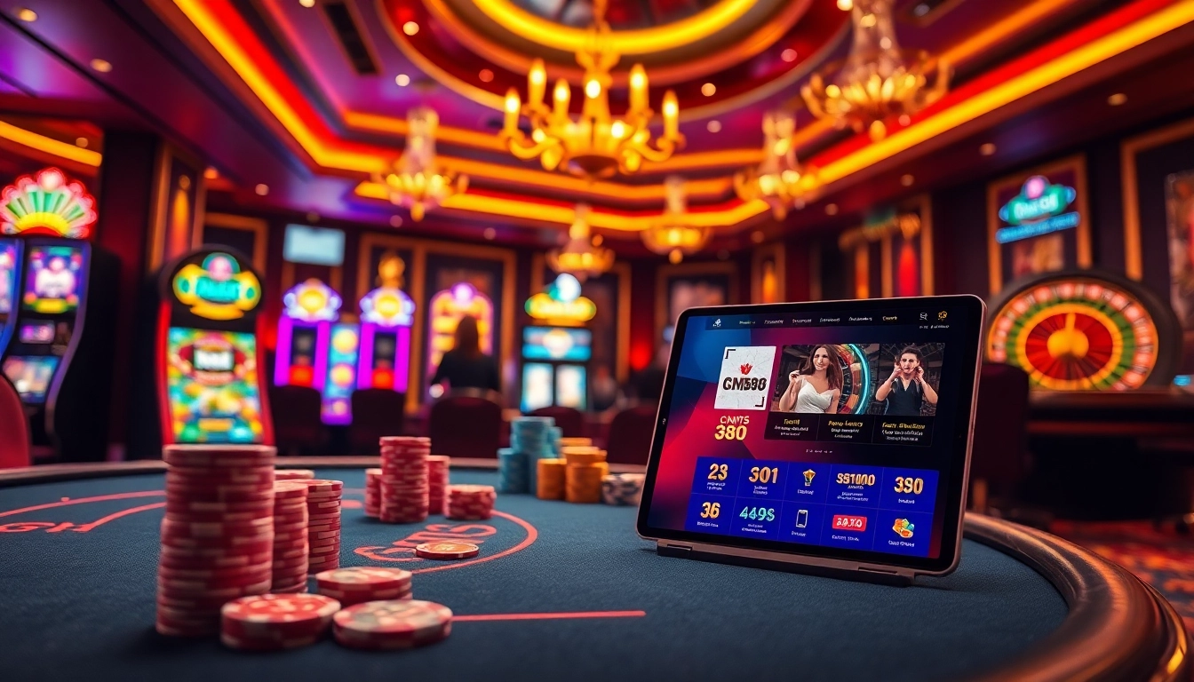 Play engaging games at cm88 com with vibrant casino tables and spinning roulette wheels.