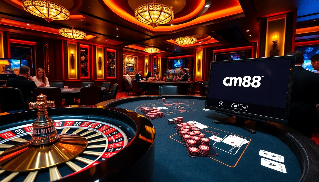 Experience the thrill of cm88 com with vibrant casino visuals showcasing exciting table games and interactions.