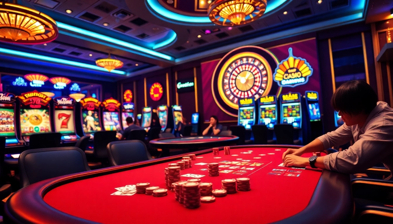 Experience the thrill of gambling at uu88.com with vibrant casino visuals featuring exciting gaming elements.