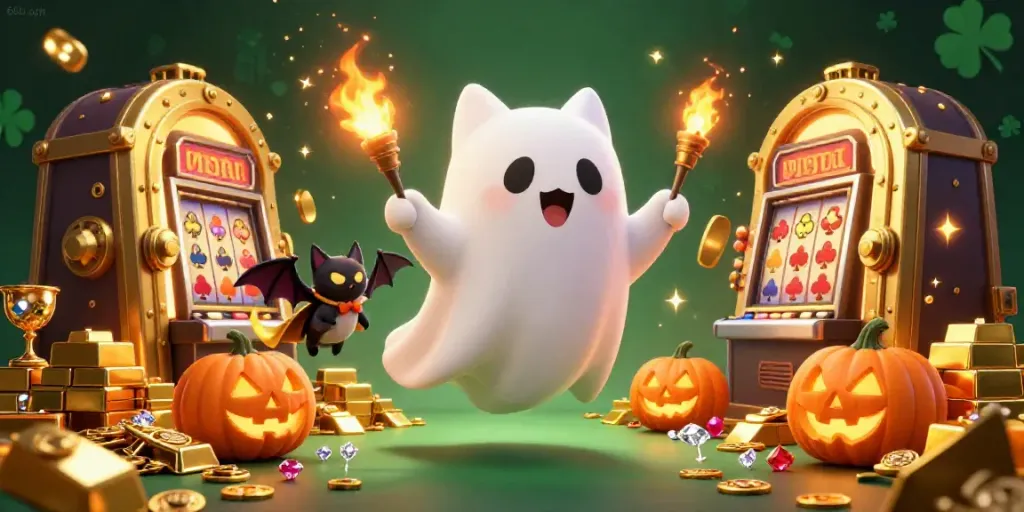 Catch thrilling moments with the 66b apk as a ghost cat and bat win big in a haunted casino.