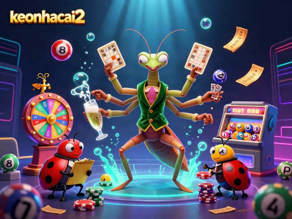 Experience the thrill of keonhacai2 with a giant mantis card sharp and colorful lottery elements.