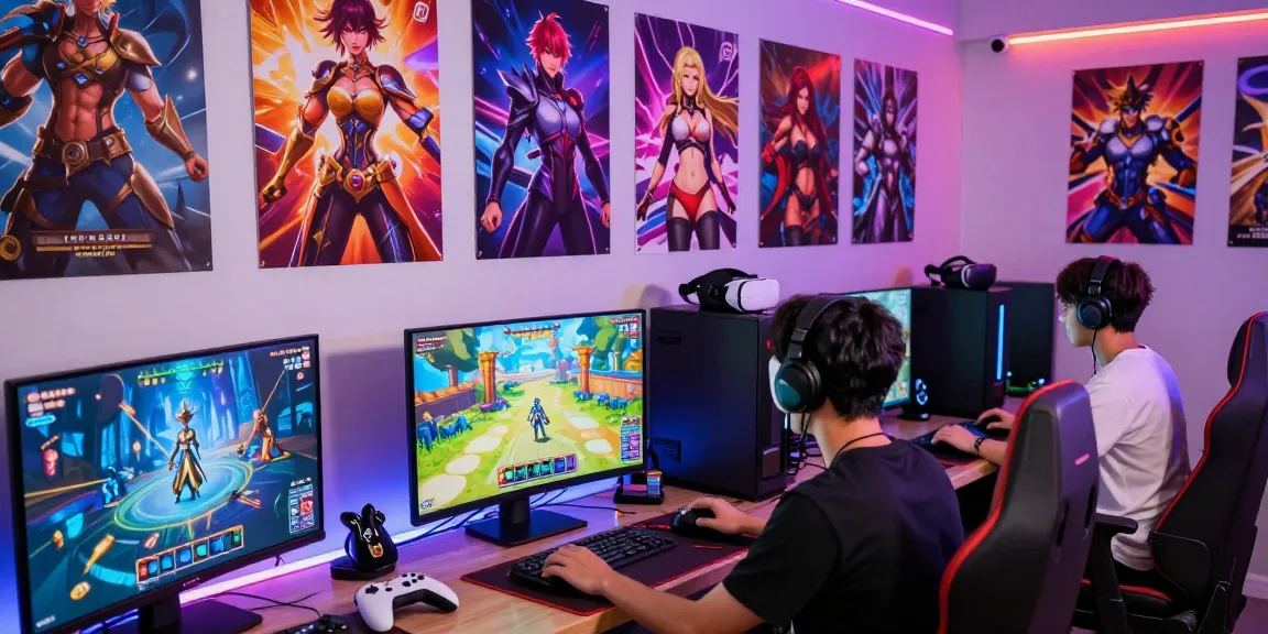 Engaging gamer immersed in real hentai games with dynamic animations and colorful visuals in a vibrant gaming environment.