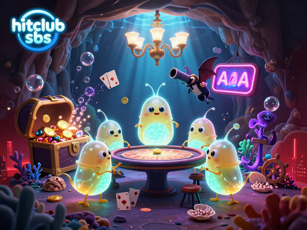 Join the glowworms of hitclub sbs as they illuminate a vibrant casino scene with underwater treasures.
