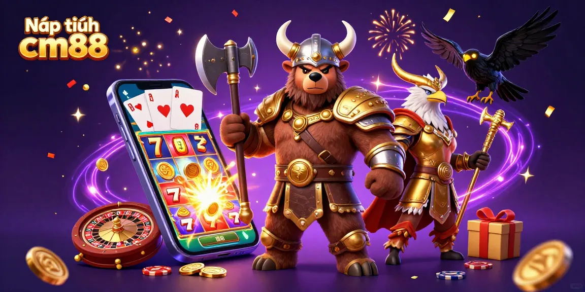 Nạp tiền cm88 with vibrant 3D casino characters and exciting gaming elements in a dynamic scene.