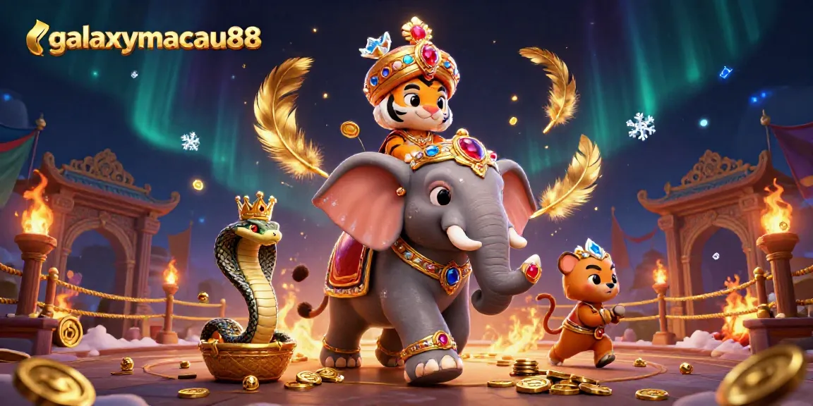 Experience thrilling moments at galaxymacau88 with an exciting 3D casino scene featuring a majestic tiger and ornate elements.