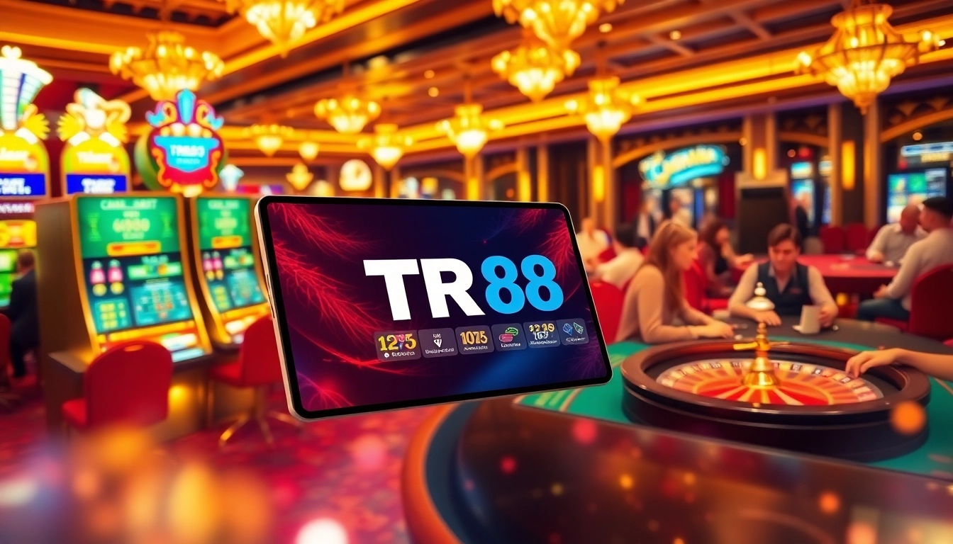 Experience thrilling gameplay at TR88 with engaging casino visuals and vibrant poker chips.