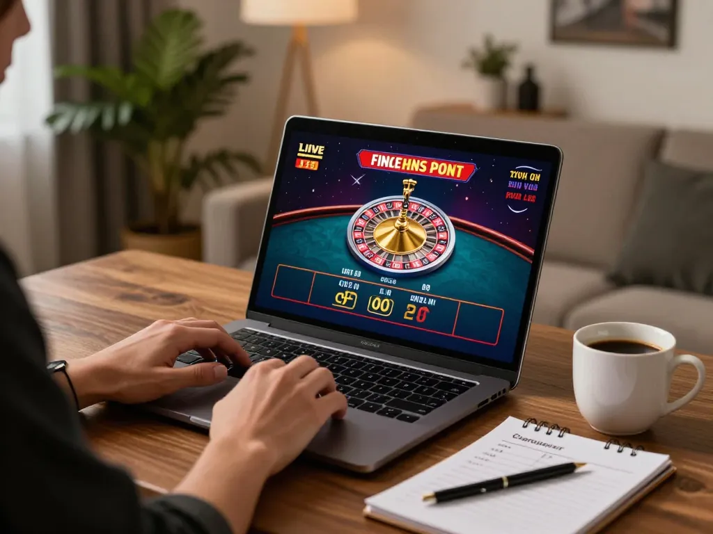 Engaged player using go88 app for online roulette in a stylish home gaming setup.