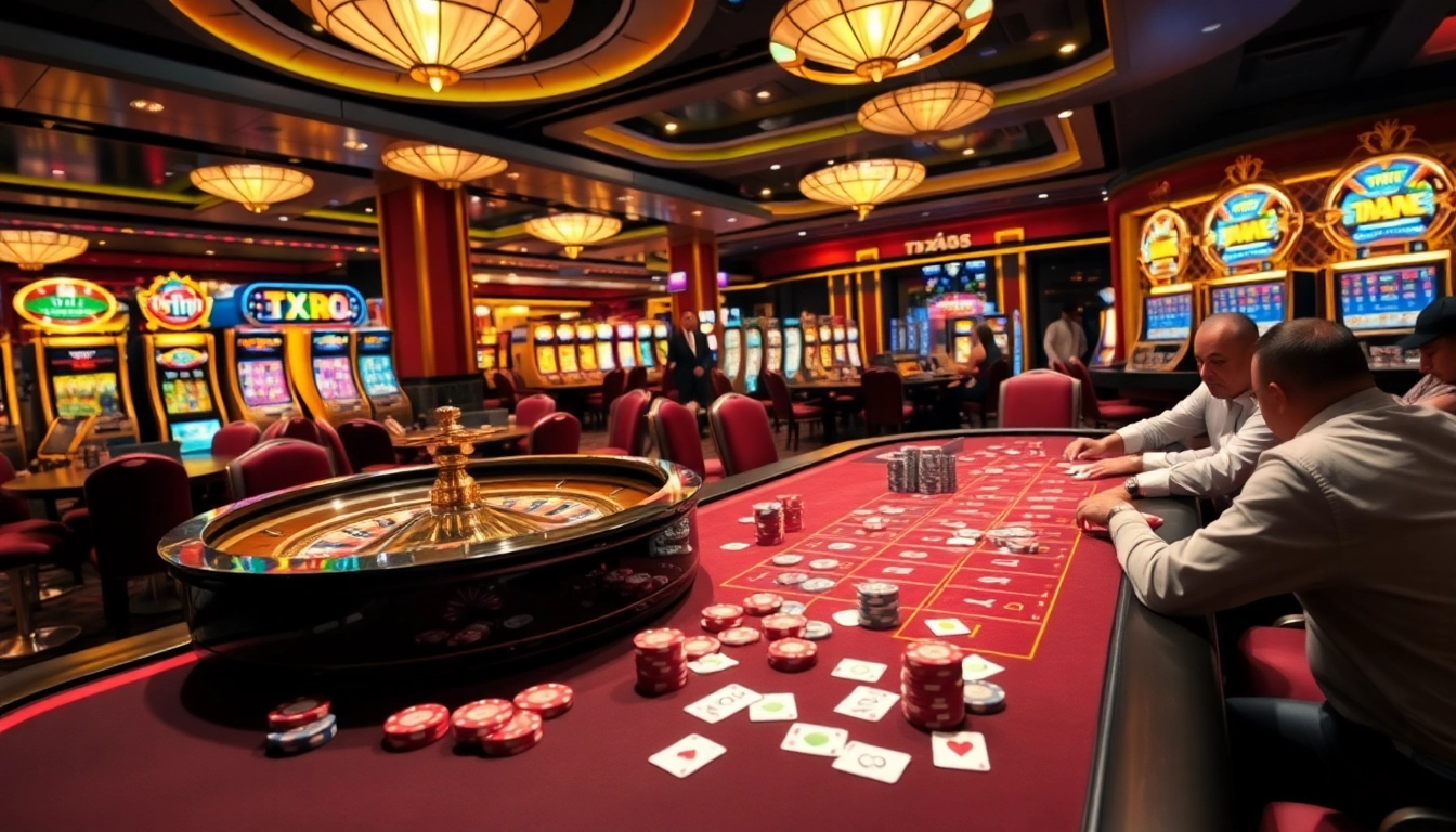 Experience the excitement of TX88 at the dynamic casino table with roulette and poker action.