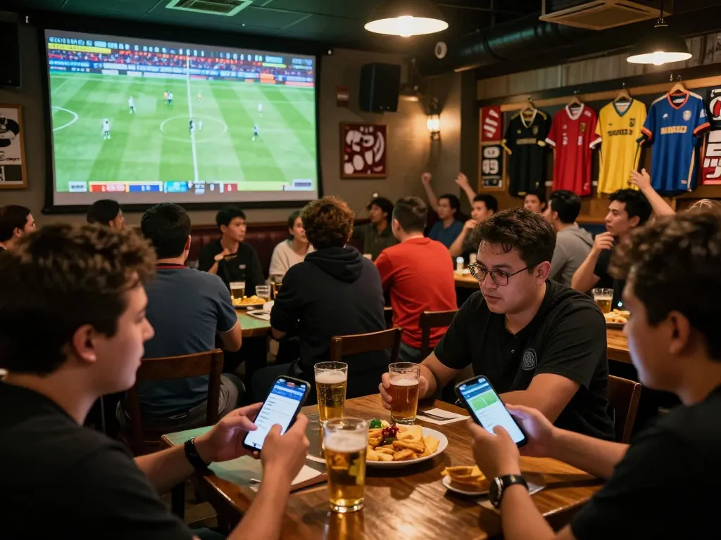 BONG88 app in action as sports fans place bets during a live football match