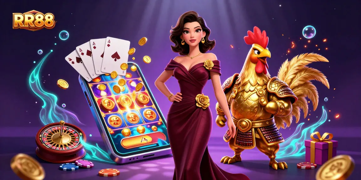 Experience RR88's vibrant casino gameplay with glamorous 3D characters and dazzling game elements.