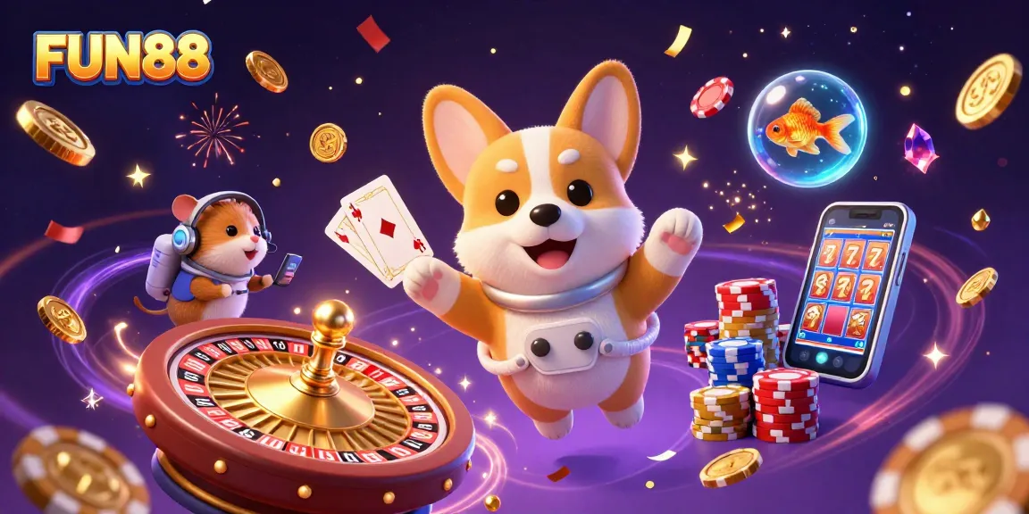 Experience FUN88's unique space-themed casino adventure with engaging 3D characters and dynamic gaming elements.